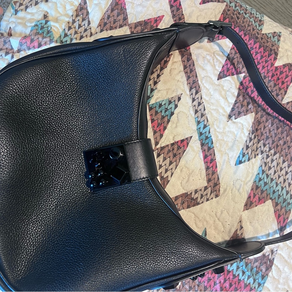 Christian Louboutin Black Pebbled Leather Hobo Bag